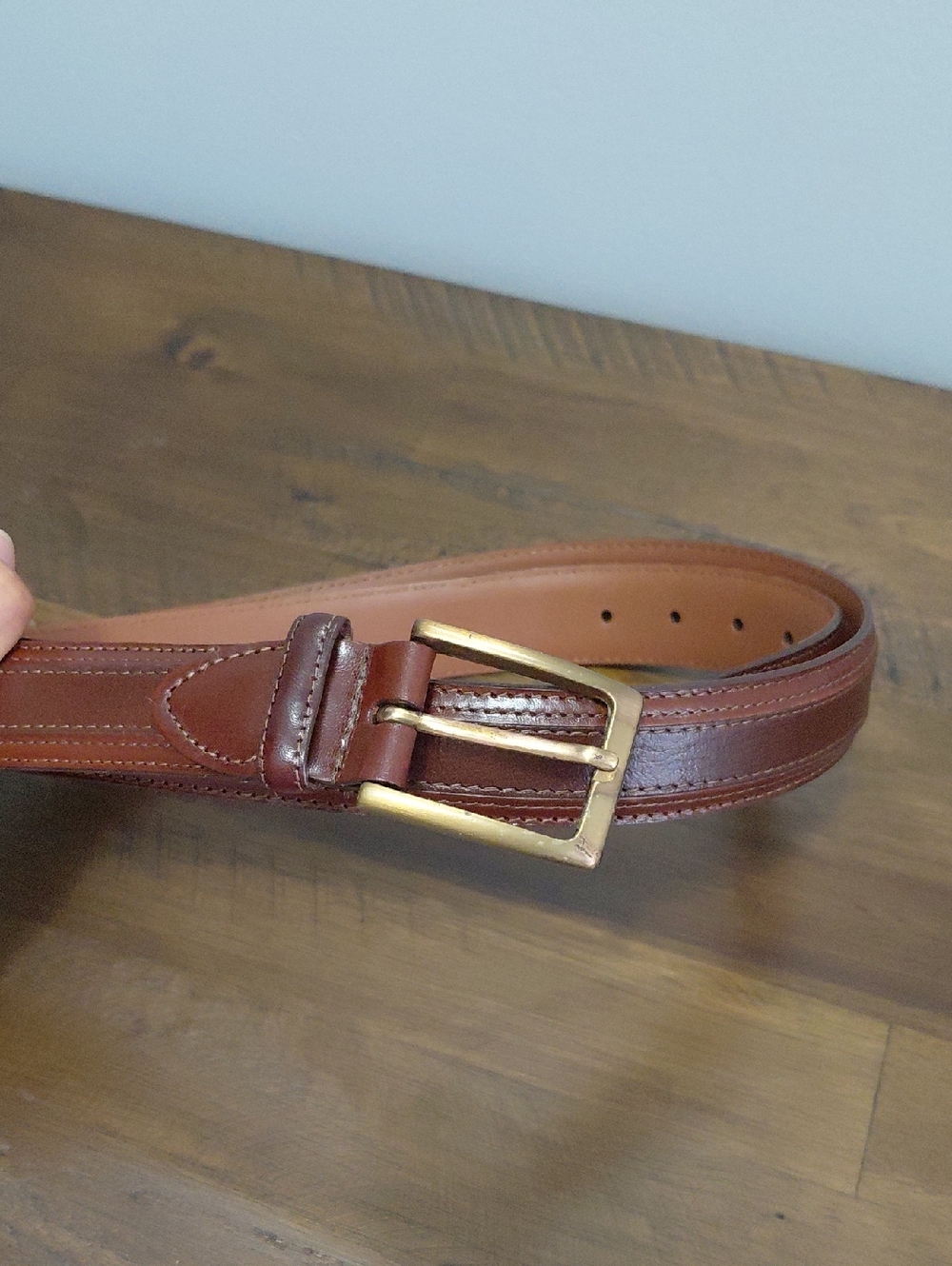 Johnston & Murphy Brown Leather Belt with Brass Buckle Sz 40